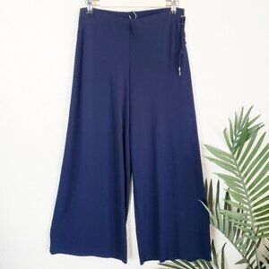 LAUREN Ralph Lauren Nautical Wide Leg Slinky Pants size MP Preppy Resortwear